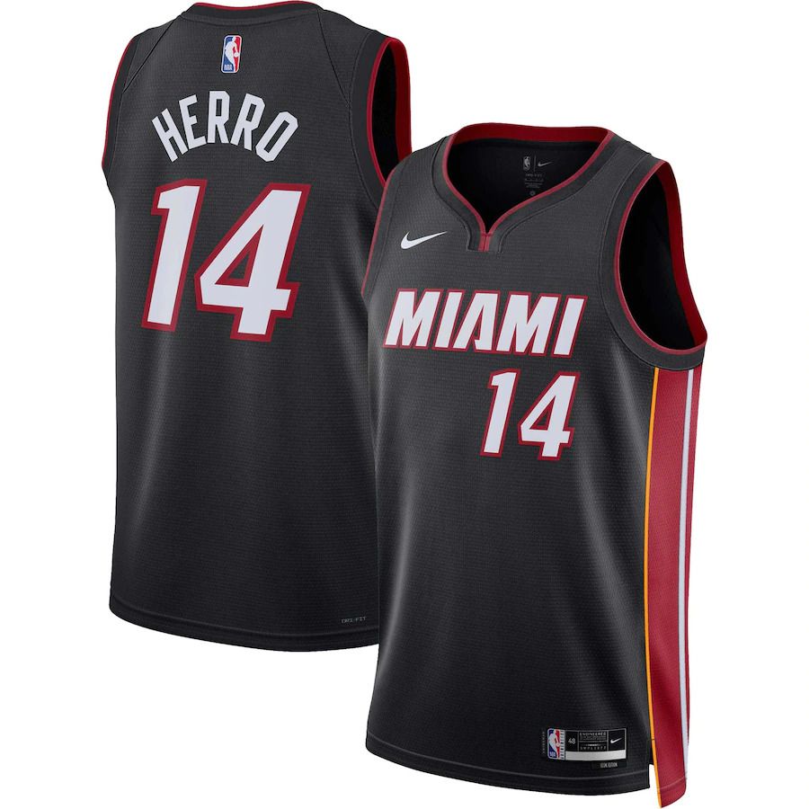 Men Miami Heat 14 Tyler Herro Nike Black Icon Edition 2022-23 Swingman NBA Jersey